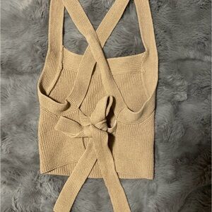 Size XS ARITZIA Knit Tie-Back Tank Top in Beige/Tan